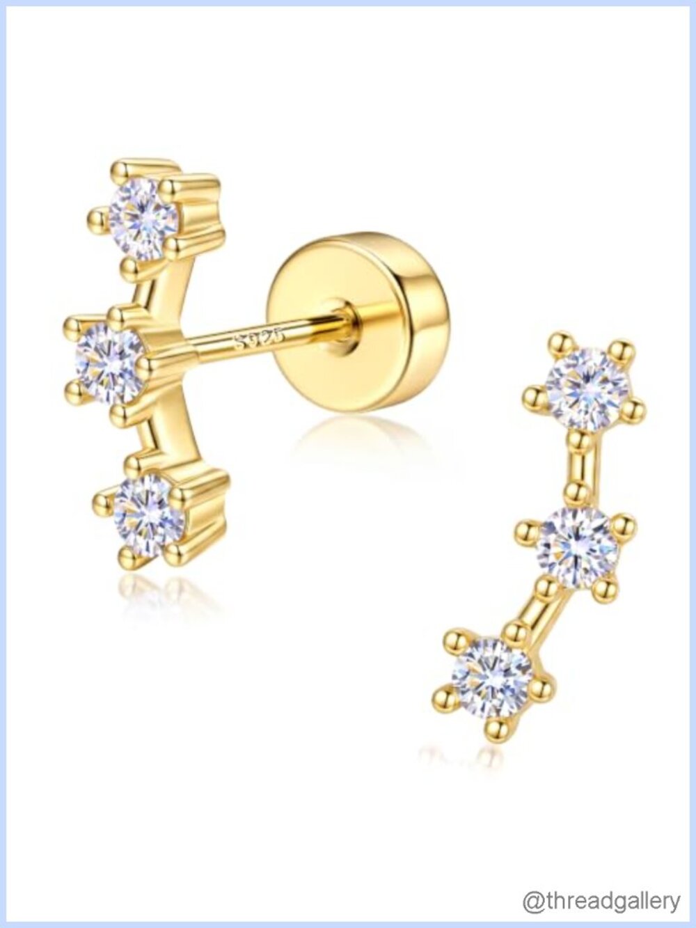 Moissanite Flat Back Stud Earrings 925 Sterling Silver Hypoallergenic